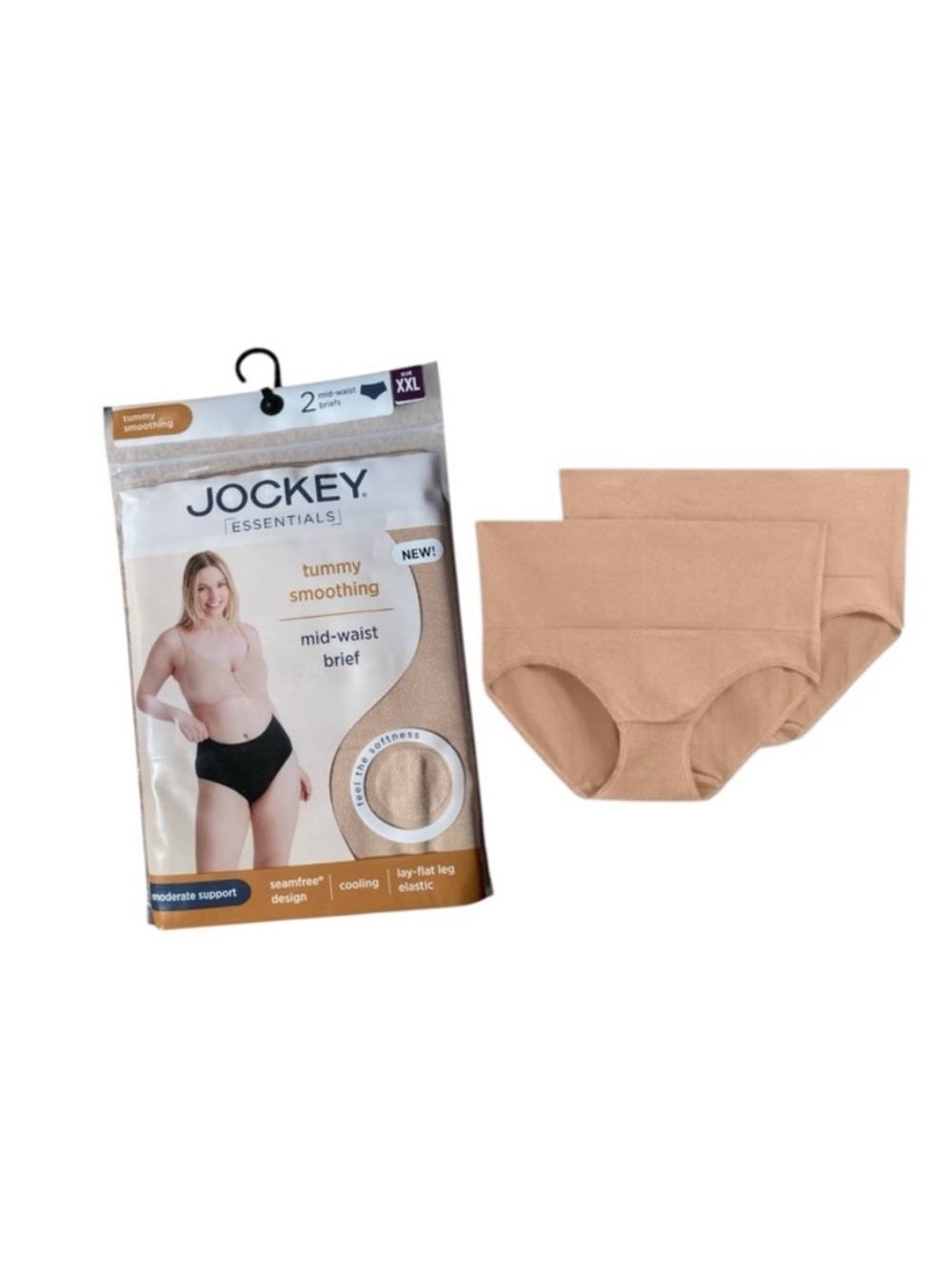 Jockey Essentials Mid-Waist Briefs in Tan